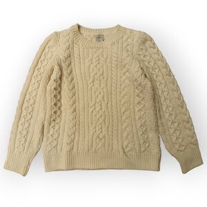 VTG L.L. Bean Cable Knit Cream Fisherman Sweater - Womans XS